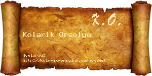 Kolarik Orsolya névjegykártya
